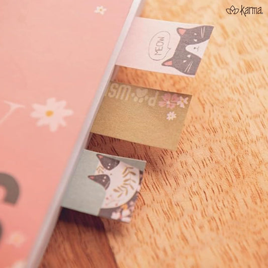 Karma, 100 Sticky Paper Tabs, Cute Page Markers, Sticky Index Tabs, Colorful Annotation Sticky Tabs, Houndstooth