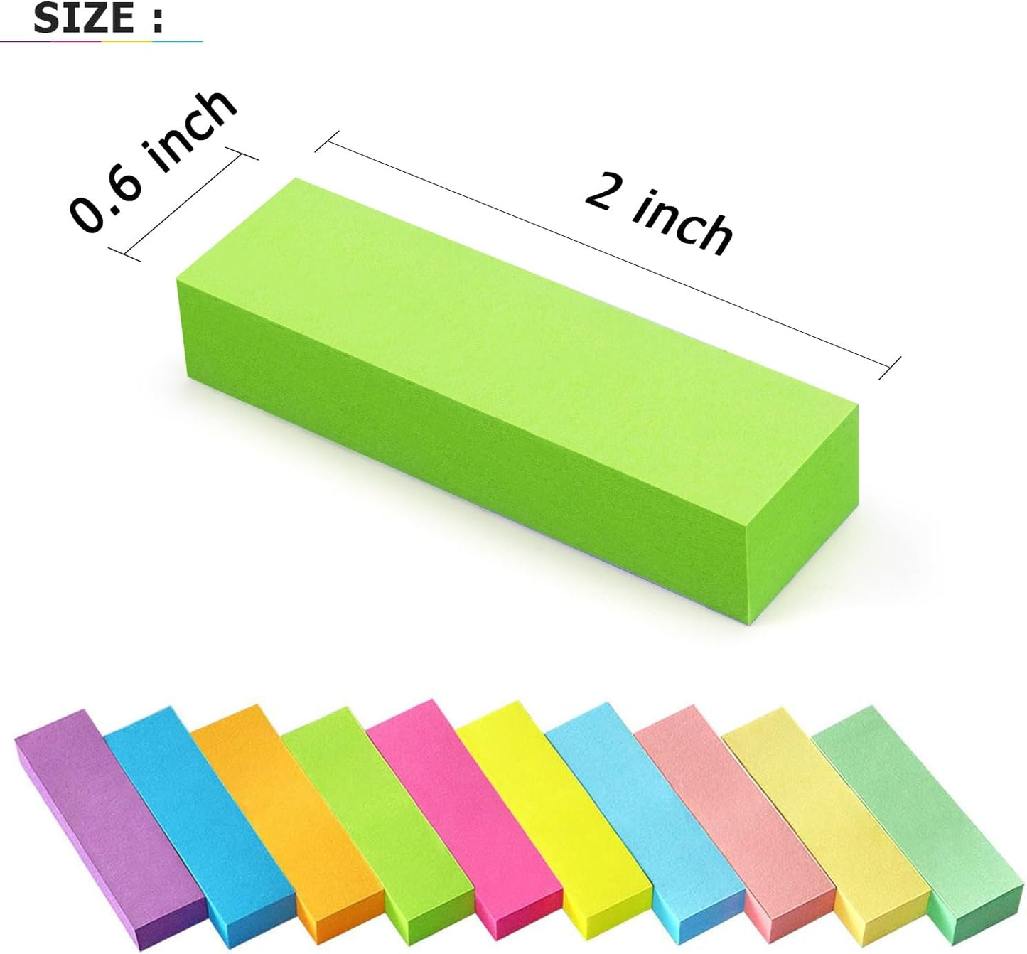 Eastern Wolf 30 Pads 0.5x1.8 Sticky Notes Flags Tabs Page Markers 6 Bright Color Sticky Index Tabs Page Flags 80 Sheet/Pad