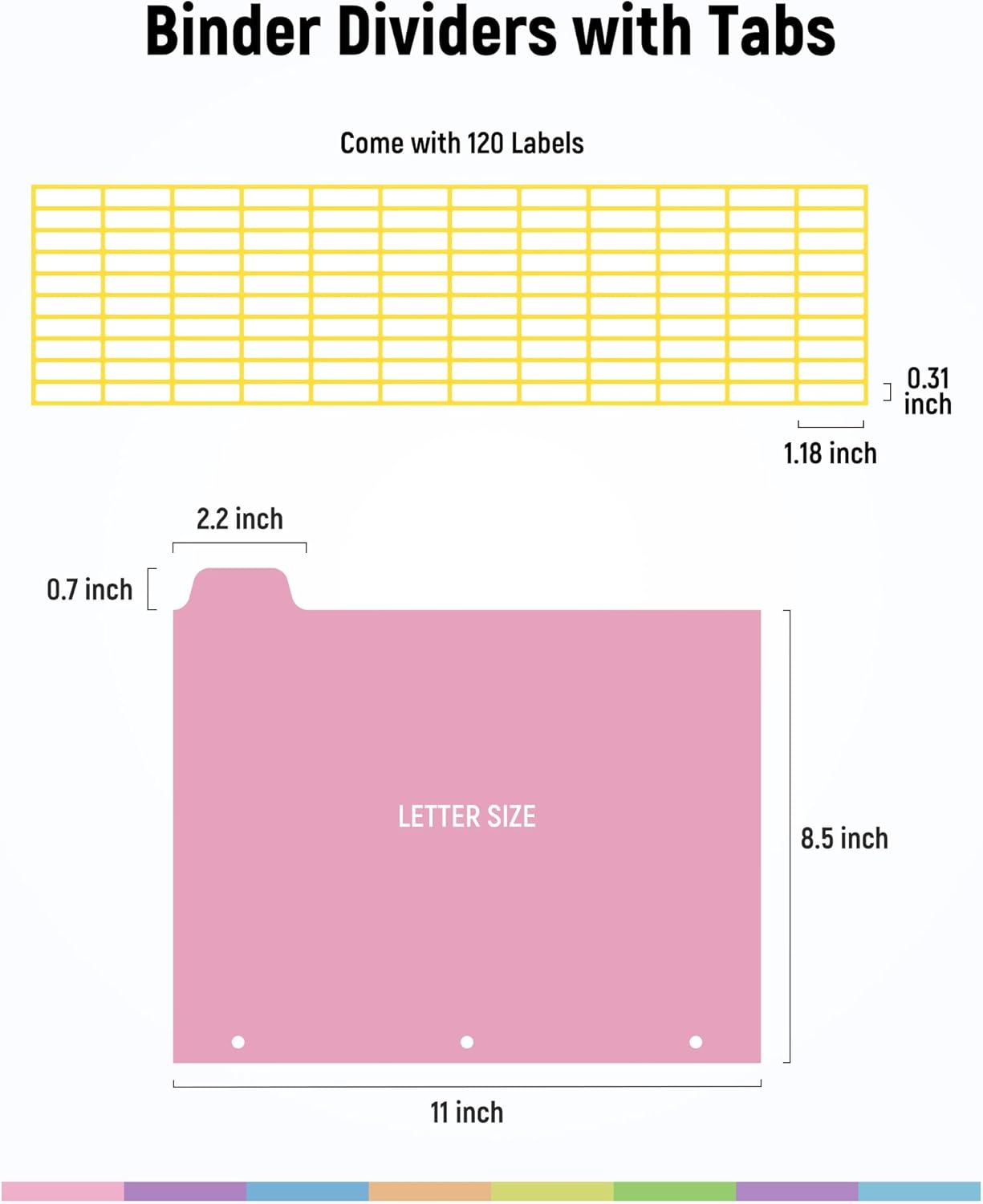 16 PCS 8 Tab Binder Dividers for 3 Ring Binder,Thicken, Write & Erase Reusable Waterproof Plastic Binders for School & Office Files, 2 Set, Extra 40 Labels