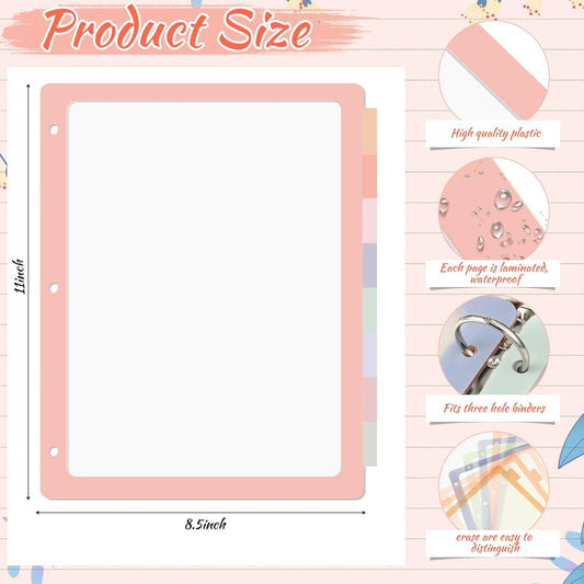 4 Sets 8 Tab Binder Dividers for 3 Ring 8.5 x 11 Inch Plastic Binder Dividers with Tabs Multicolor Letter Size Page Dividers 3 Hole Punch Clear File Organizer for School