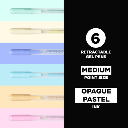 SAKURA Gelly Roll Retractable Gel Pens Colored - Stardust Glitter Gel & Medium Point - For Journaling, Art, or Drawing - With Assorted Colored Ink - 10 Pens