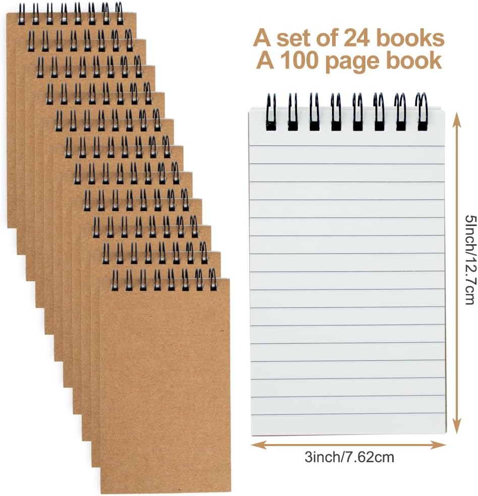wavamawa Pocket Notebooks Set of 12, Small 3x5 Spiral Notepads, Office Style Mini Notebook, Small Notepad Pocket Size, Memo Pads for Home, College, Work or School - Lined College Ruled Paper