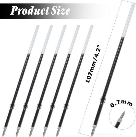 Bonsicoky 20 Pcs Ballpoint Ink Refills - 0.7 mm Medium Tip - 107 mm Length - Black Ink for Retractable Pens, Perfect for Writing, School, and Office Use