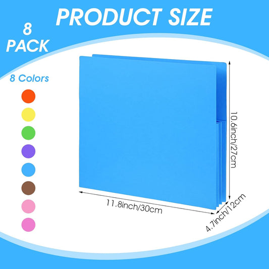 8 Pcs Expanding File Pockets, Letter Size, Accordion File Folders, 4.7 Inch Expandable Pockets, Assorted Colors