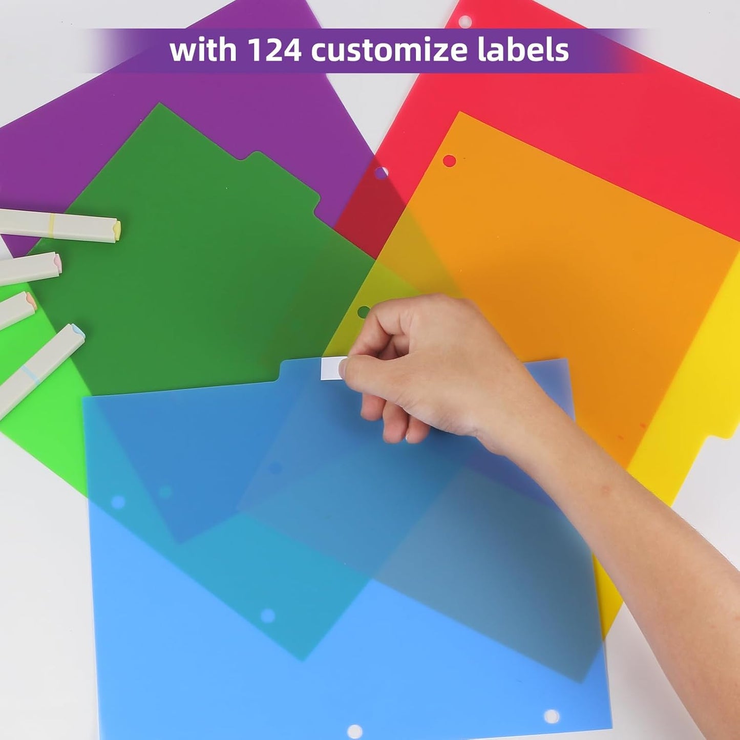 3 Set Plastic Binder Dividers with Tabs,Multicolor Index with 8-Tabs,Divider for 3 Ring Binder