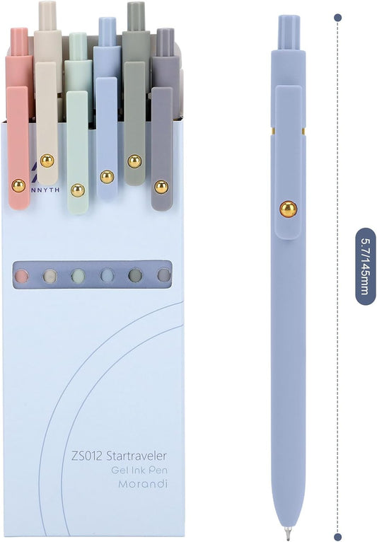 Ddaowanx Colorful Gel Pens, 0.5mm Fine Point Retractable,Multi Colored Pens for Journaling and Sketching,School Supplies,Stuffers for Teens, Gifts for Women (6Pcs-Vintage Colors)