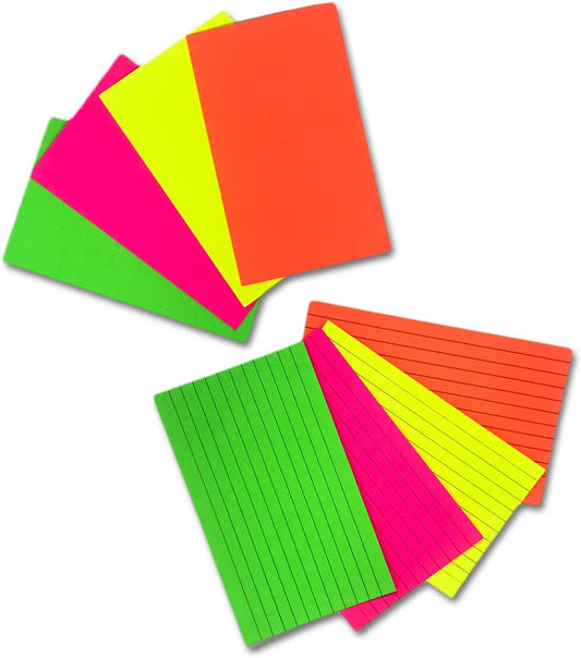 Neon Color Ruled Index Flash Cards For School, Studying, Organizing, Memorizing | 3x5-inch Fluorescent (6 Pack / 450-Count)