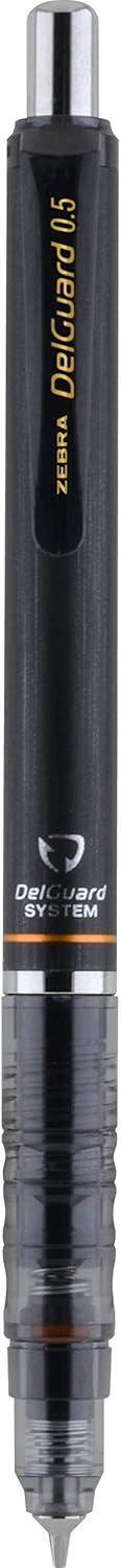 Zebra Pen DelGuard Mechanical Pencil 0.5mm, Black, Blue & White Barrel, Resists Lead Breaking, Double Spring Protection, Built-In Eraser, 3-Pack with Refills, Clip for Easy Carrying (58603)