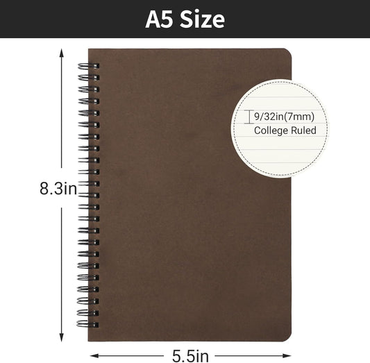 EUSOAR Spiral Lined Notebook, A5 3packs 5.5"X8.3" 120 Pages Lined Travel Notebooks Journal, Memo Notepad Sketchbook, Students College Office Business Diary Ruled Spiral Book Journal-3Colors Covers