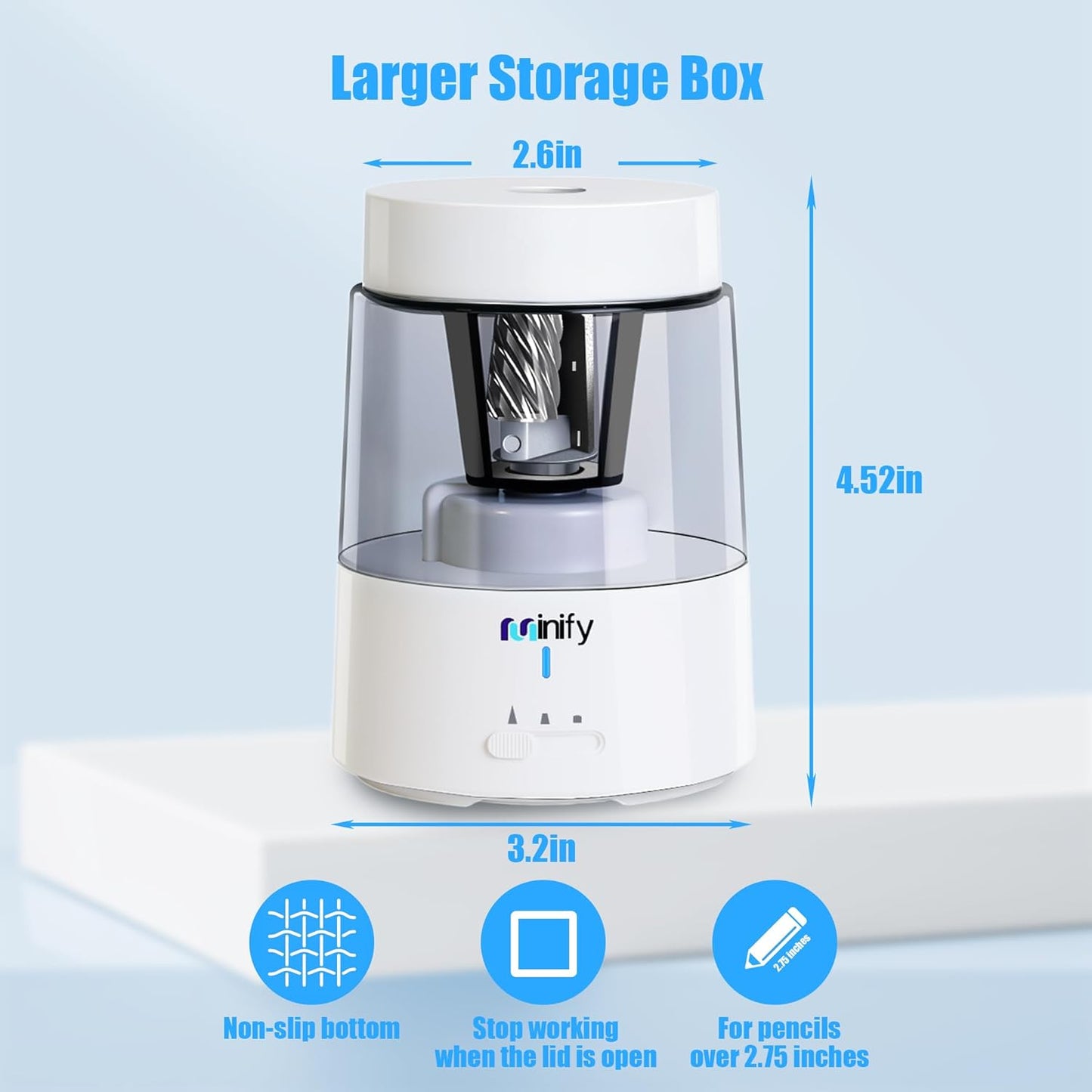 Pencil Sharpener Electric Pencil Sharpener Heavy Duty Blade Rechargeable Battery Powered Pencil Sharpeners for 6-8mm Colored Pencils Auto Stop Fast Sharpen in 3s (Black)