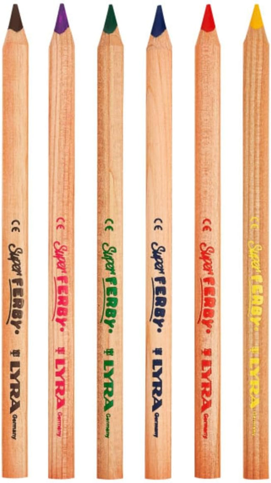 Lyra Waldorf Selection Giant Triangular Colored Pencil, Unlacquered, 6.25 Millimeter Cores, Assorted Colors, 12-Pack (3711121)
