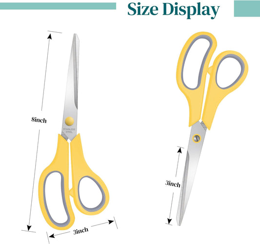 6 Packs Sewing Craft Scissors Bulk,8" Multipurpose Heavy Duty Sharp Scissors,Stainless Steel Shears for Home Office Student Supplies,6 Colors