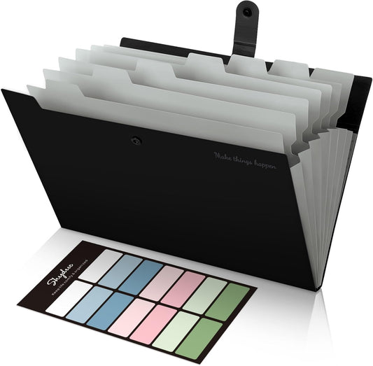 SKYDUE Expanding File Organizer with 8 Pockets, Accordion File Folders with Labels, Portable Document Paper Bill Receipt Organizer, Home College School Office Supplies, Letter Size, Blue