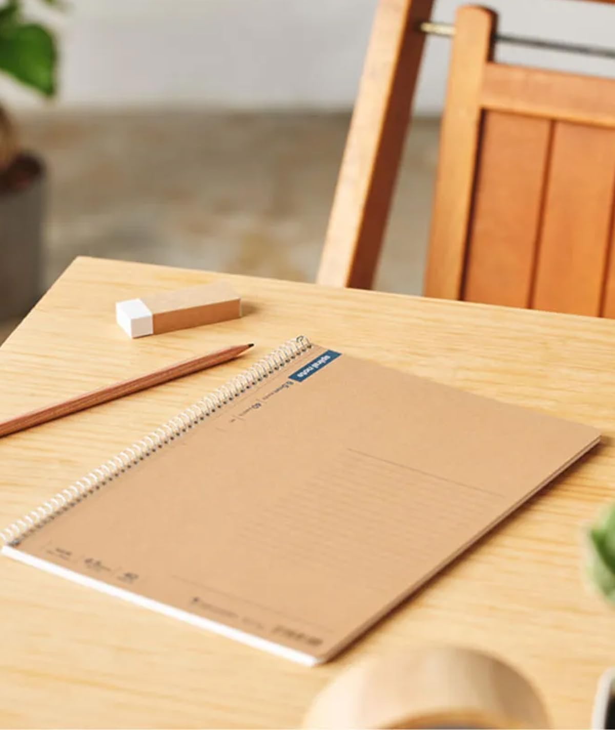 Maruman Spiral Note Basic Lined Notebook- A4, 11.69" x 8.98", 80 Sheets / 160 Pages, 6.5mm Narrow Ruled Journal, Perforated Pages & Wire-Bound to Lay Flat, Sturdy Kraft Cover, Made in Japan