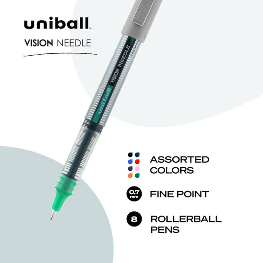 uni-ball Vision Stick Roller Ball Pens, Fine Point, Black Ink, Pack of 4