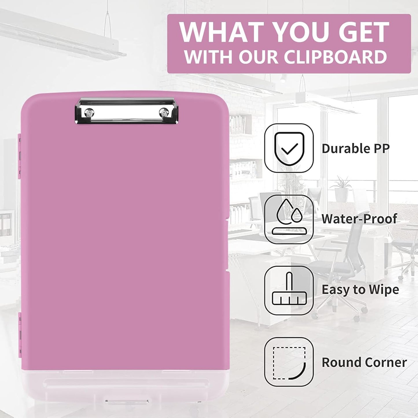SFLHHDM Purple Clipboard, Clip Boards 8.5x11, Teacher Clipboards with Storage, Plastic Clipboard with Pen Holder, Clipboards Storage for Women Teachers Work, School & Office Supplies