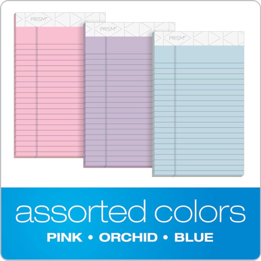 Tops Narrow Ruled Legal Pads 5x8 - Pack of Purple, Blue and Pink Legal Pads - 50 Sheet per Notepad - Made in USA