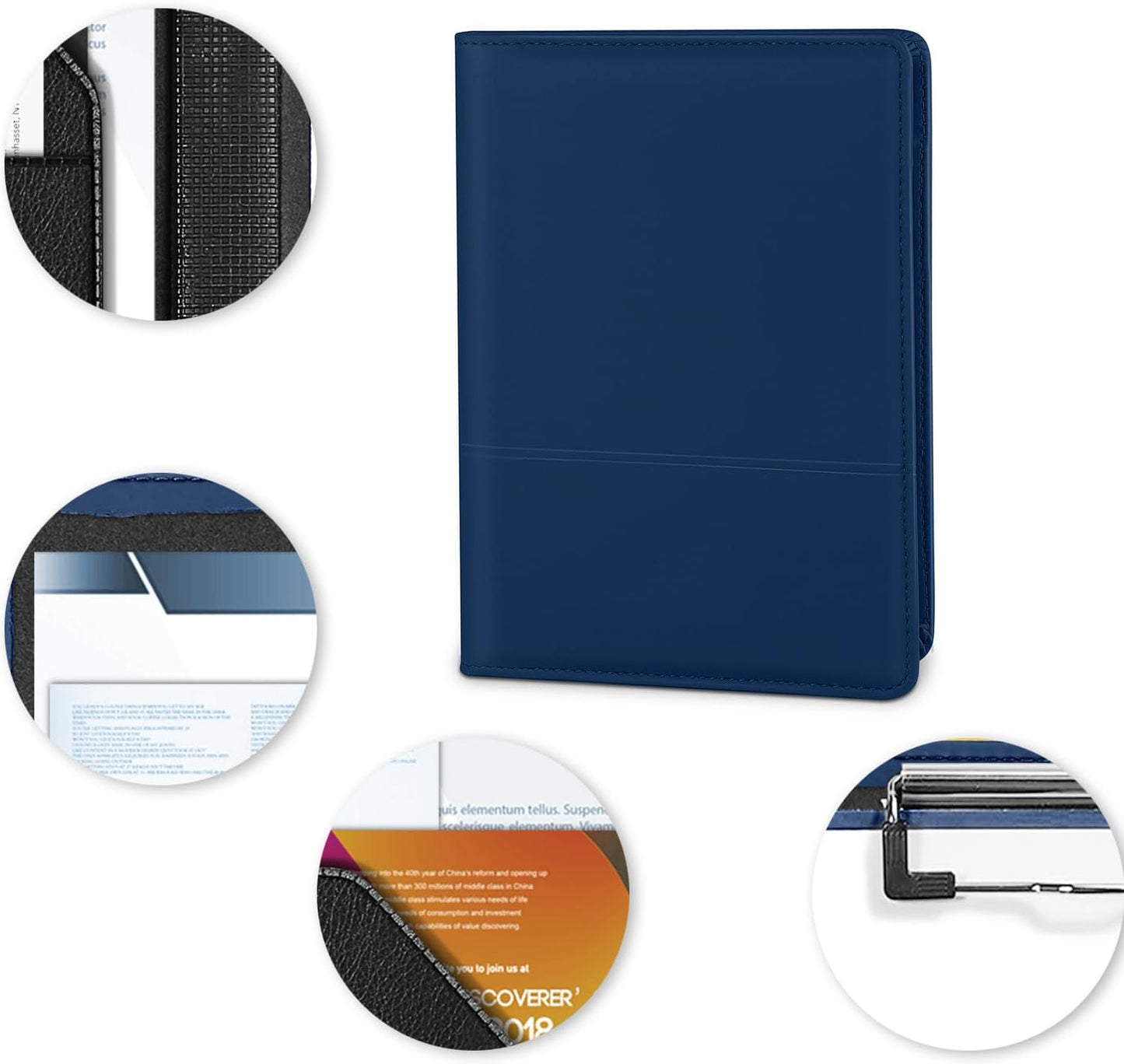 Small Clipboard Padfolio/Portfolio A5 Binder for Writing Pad Refillable 5 x 8 Note Pad, Faux Leather Clipboard Folder Junior Size Portfolio Organizer Folio Clip Board,Black