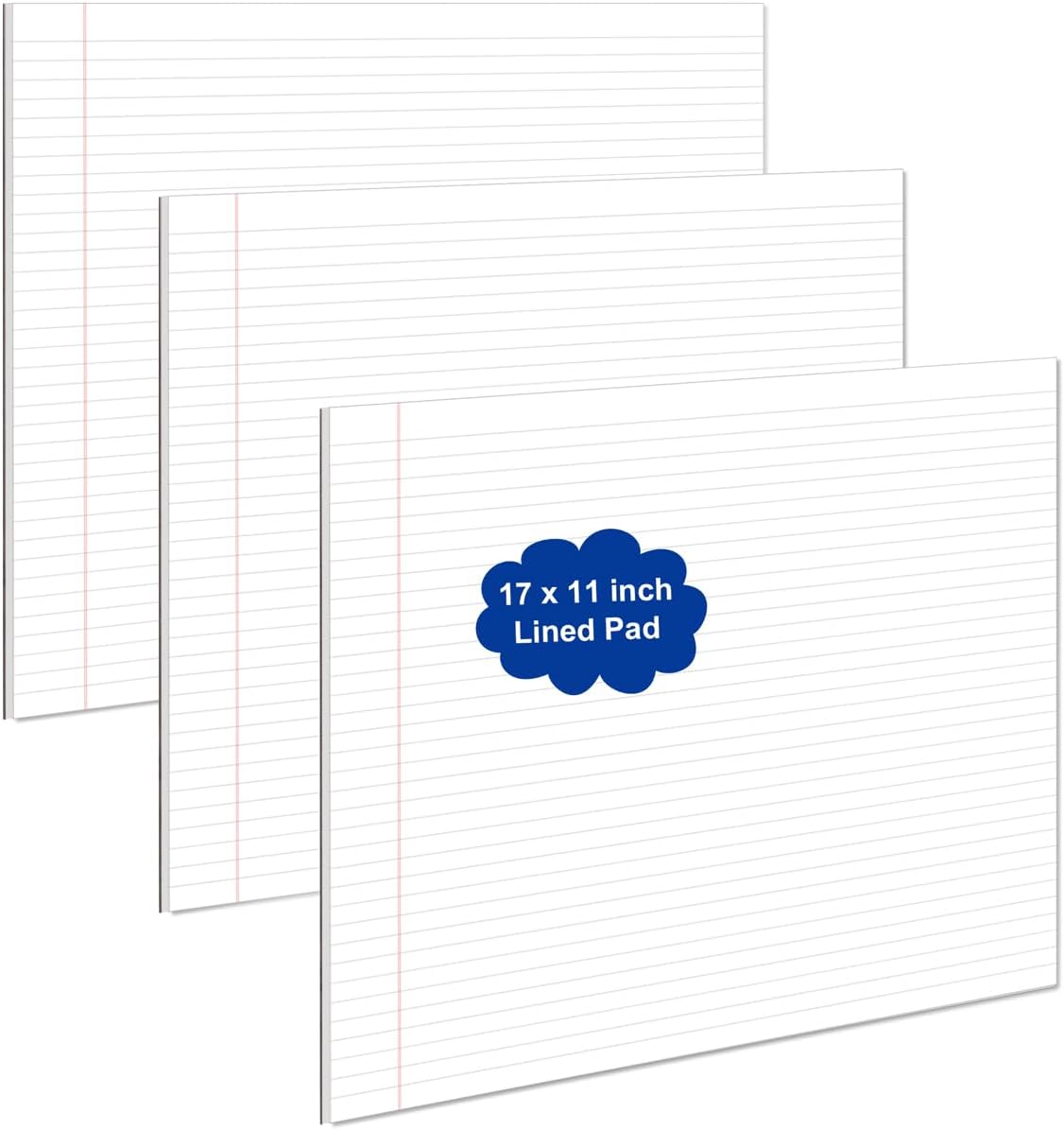 Yaridar 17" x 11" Legal Pads, 25 Sheets/50 Pages Per Legal Note Pads, Line Notepads, 100Gsm White Line Paper