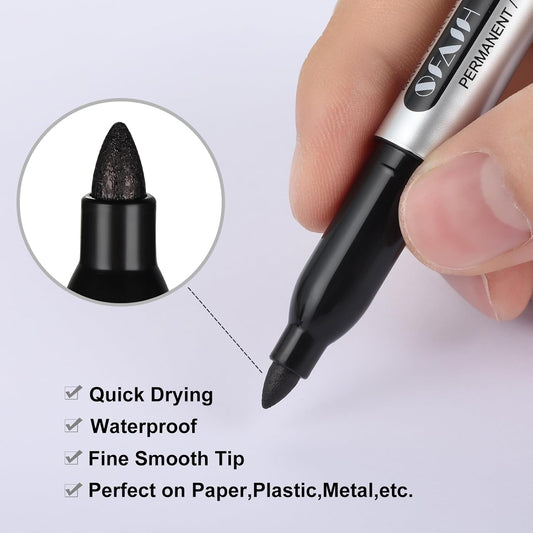 SFAIH 100 Black Permanent Markers Bulk -1s Quick Drying, Fine Point Markers for Write Mark, School, Office, Warehouse, Business, Logistics, Durable, Waterproof Ink on Paper, Plastic, Metal, Cardboard