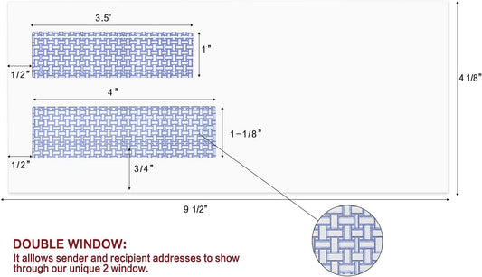 500 Pack #10 Double Window Security Self-Seal Envelopes - Suitable Size for Multiple Business Statements, Quickbooks Invoices, and Return Envelopes, Size 4-1/8 x 9-1/2 - White - 24 LB