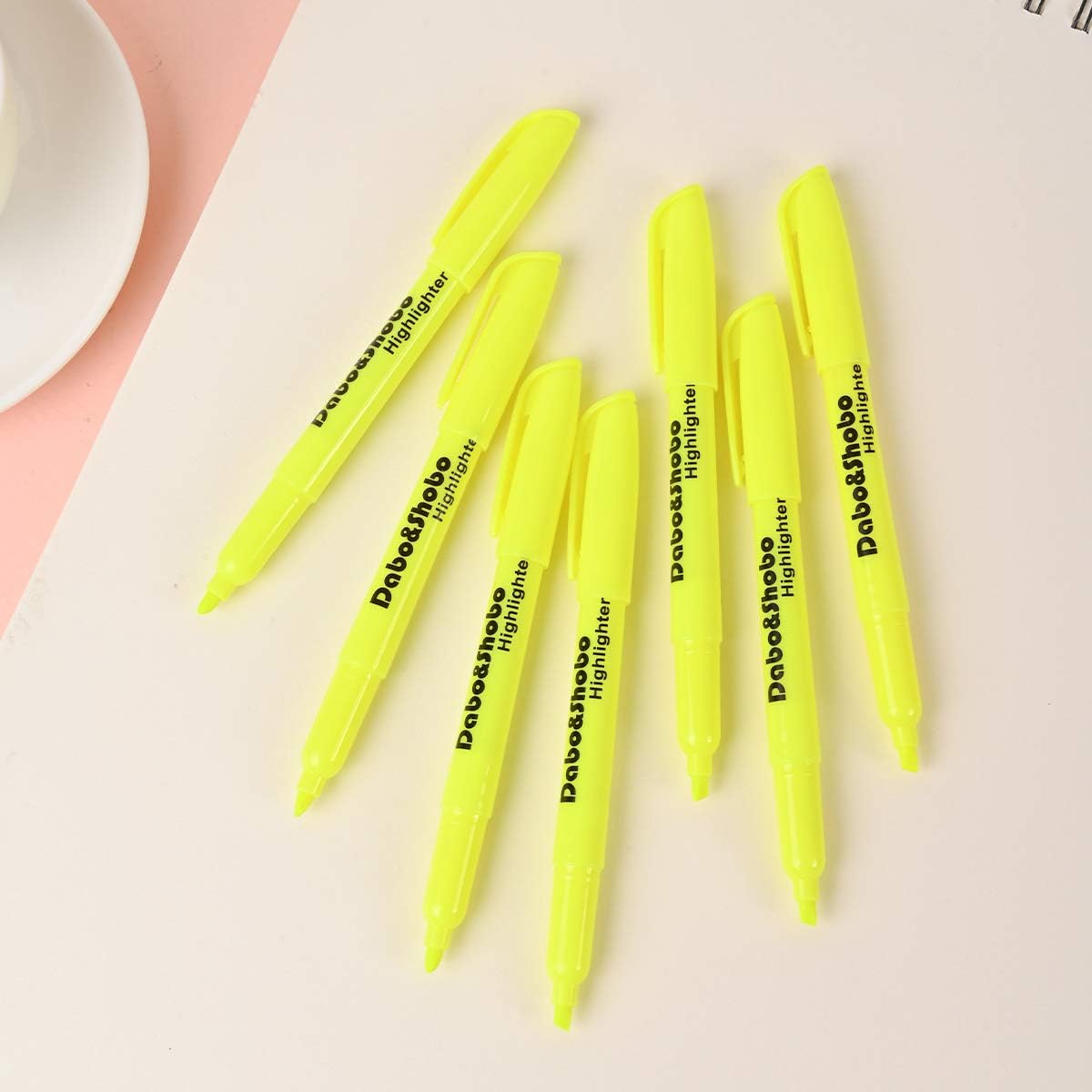 Dabo&Shobo Yellow highlighter, 24 Pack -bright color, chisel tip, for Adults Kids Highlighting in the Home School Office, Tank Style