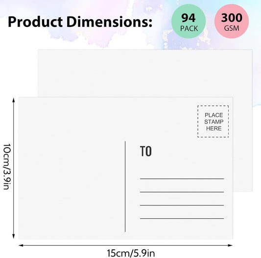 Utron 94PCS Blank Postcards for Mailing, 300 GSM Postcard Paper, 4x6 White Blank Post Cards for Make Empty Message Sheets, Mailing Lists, Index Card, Wedding Invitation Card, Thank You Card