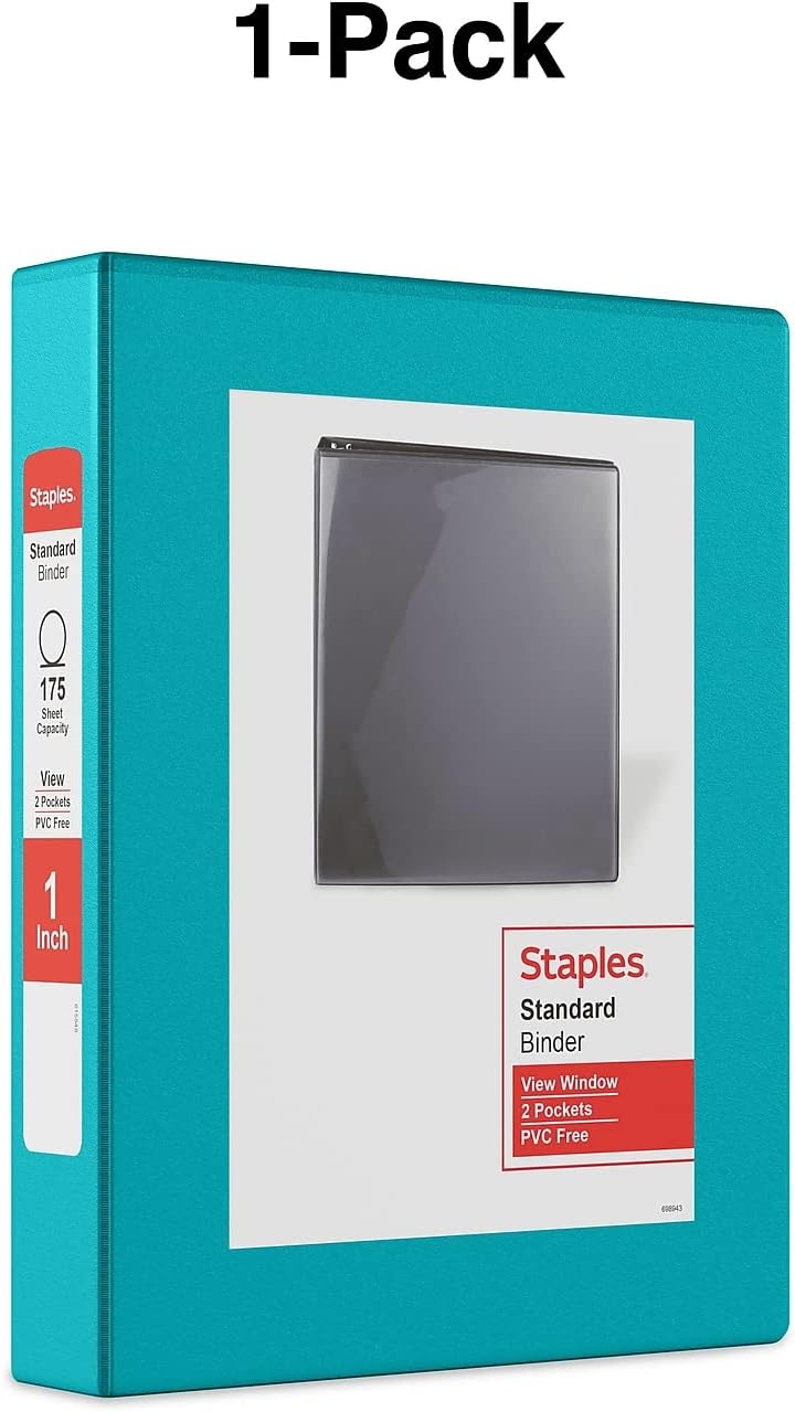 Staples Standard 2-Inch 3-Ring View Binder, Holds Up to 450 Sheets, Orange, Durable Binder for Office & School