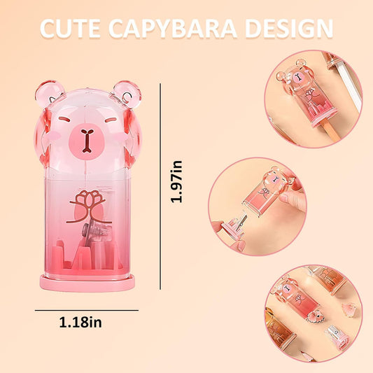 4Pcs Cute Pink Capybara Retractable Eraser and Capybara Pencil Sharpener,Capybara Cute Birthday Christmas Gifts Set for Kawaii Office School Home Supplies