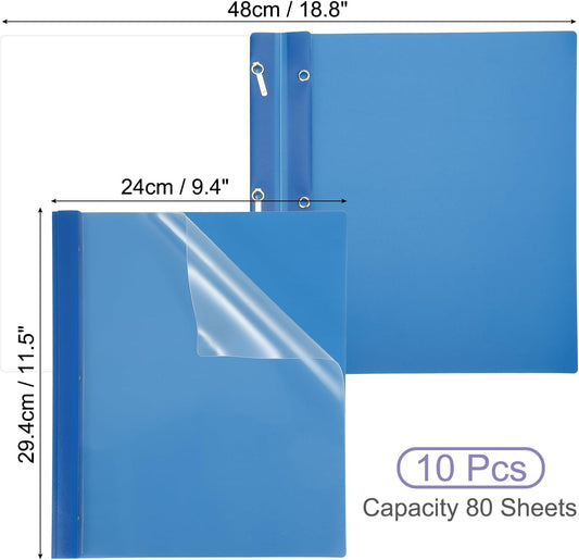 PATIKIL Plastic Report Covers with Prong, 10 Pcs 80 Sheet Clear Front Presentation Binders with 3 Metal Prong Fasteners Report Folder for Resume Documents Files Letter, Grass Green