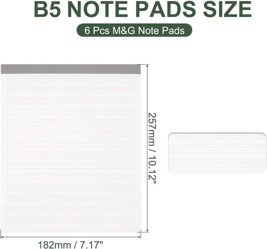 M&G 7x10 Note Pads, 6 Pack B5 Legal Pads 70 Sheets Notepads Writing Pad Graph Grid Chinese Memo Paper Tablet Kraft Cover for Work Writing Note Taking Chinese