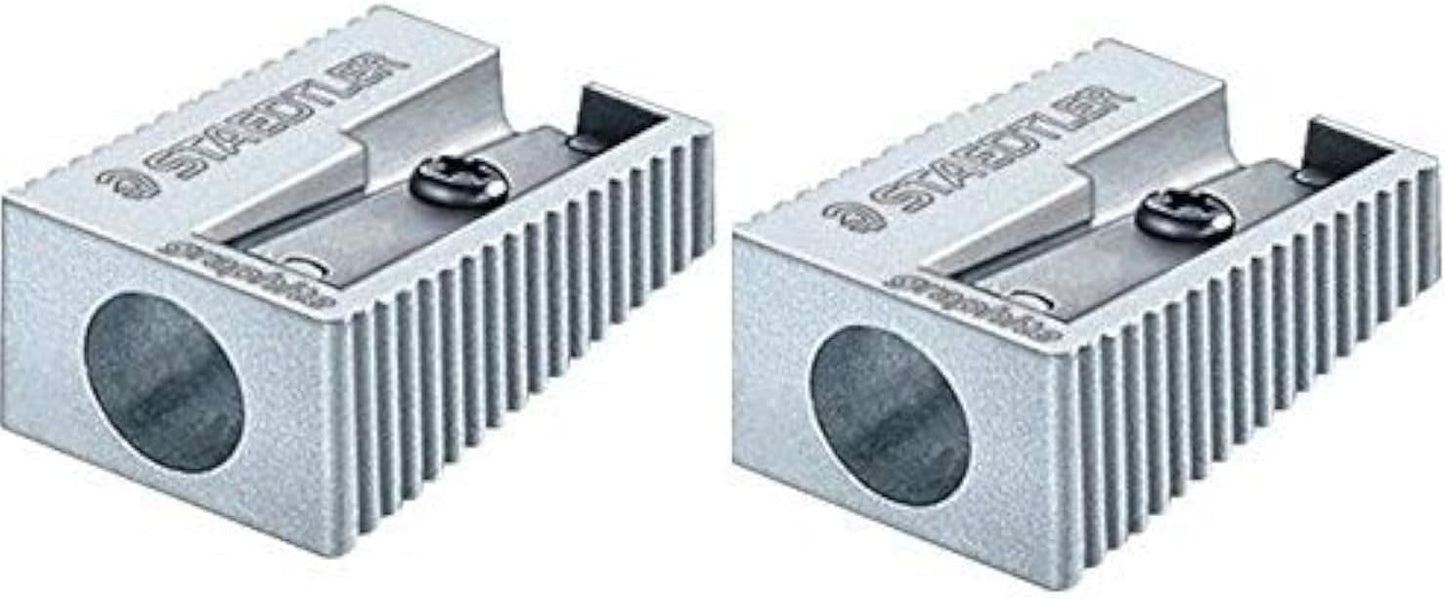 Staedtler Single Hole Quality Aluminium Pencil Sharpener X 2