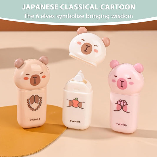 white Corrcetion Tape,4 Pcs Mini Japan Corrcetion Tape Pen,with Easy to Use Kawaii Cat Applicator,Cute Stationery Set Kawaii Birthday Gifts set for Back to School Supplies