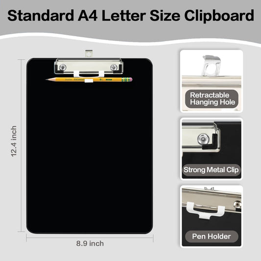 Deli Plastic Clipboard, Clipboards with Low Profile Clip, Standard A4 Letter Size Clipboard for Office, Nurses, Students, and Women, Size 12.4 ×9 Inch, Blue