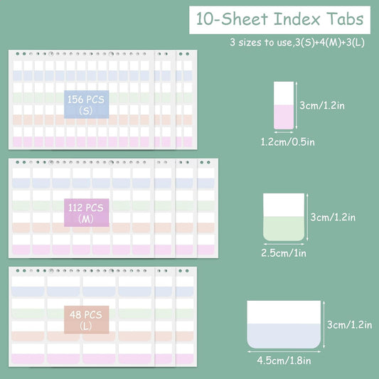 420 Pcs Sticky Index Tabs, 0.47/0.98/1.77 Inch Colored Book Sticky Tabs, Writable and Repositionable File Tabs Flags for Books, Binders and File Folders (Morandi) Index Tabs