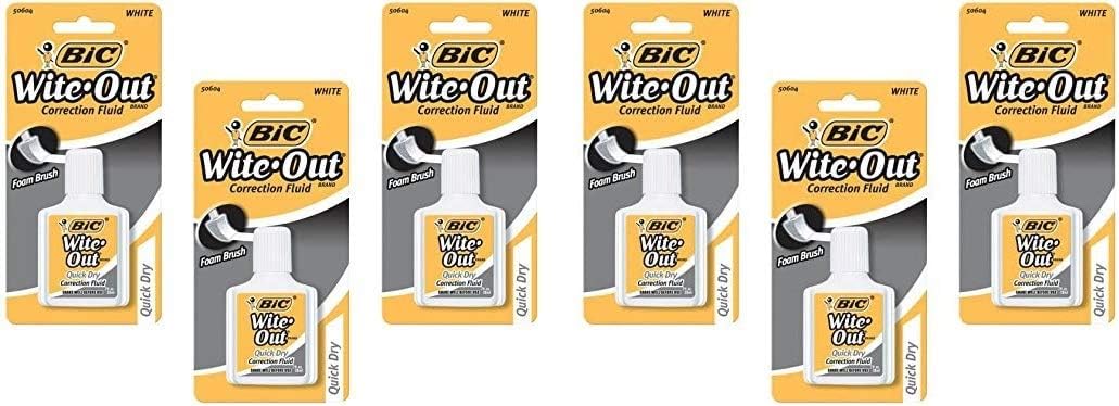Wite Out Quick Dry Correction Fluid, 0.7 FL oz (Pack of 3) (Тwo Рack)