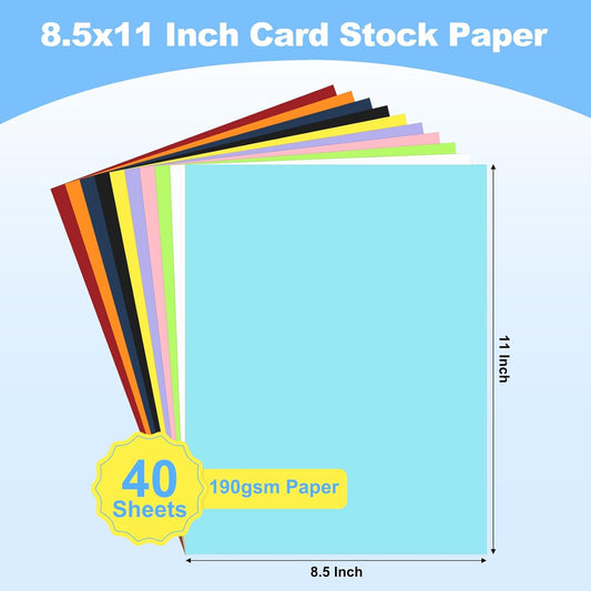 40 Sheets Colored Cardstock, 8.5 x 11 Construction Paper, Black Card Stock Paper, Cardstock Printer Paper for Halloween,Mothers Day, Christmas, Wedding Invitations, DIY Cards, Photo, Art and Crafts
