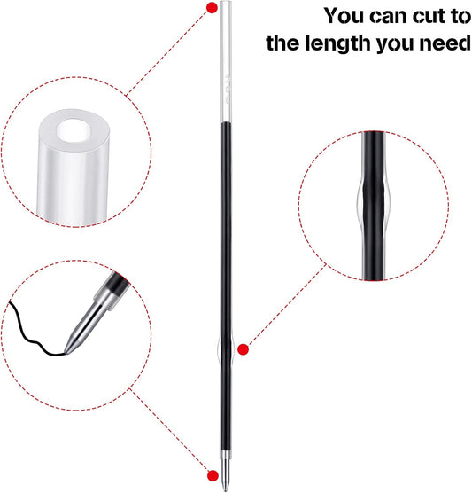 30 Piece Black Ink Pen Refills, 1 mm Ballpoint Refills Replacement Ballpoint for Click Retractable Pens Office College Supplies