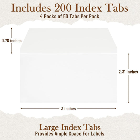 Marspark 3 Inch Sticky Tabs, 200 Pcs, White Index Sticky Tabs for Notebooks Books, Transparent Pop up Page Markers for Annotating, Teacher Supplies, Study Aids, Supplies Office