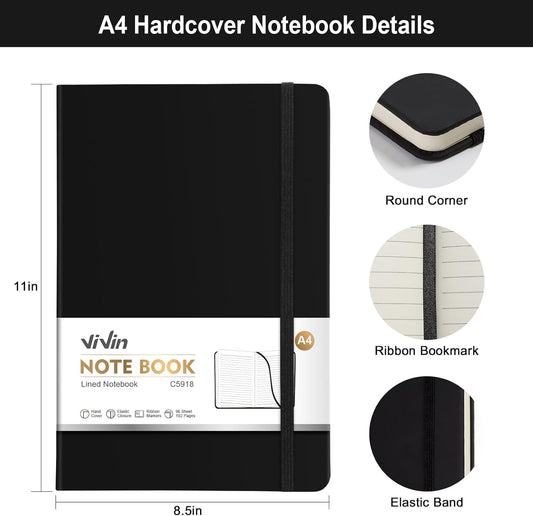Vivin B5 College Ruled Notebook for Work,6.9"x9.8" Leather Hardcover Journal,192 Pages Professional Lined Notebook for Office & Business