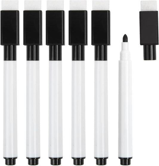 SULOLI 20Pcs Black Magnetic Dry Erase Markers, Small Dry erase Markers Fine Point Tip WhiteBoard Markers for Kids Teachers Office School Supplies