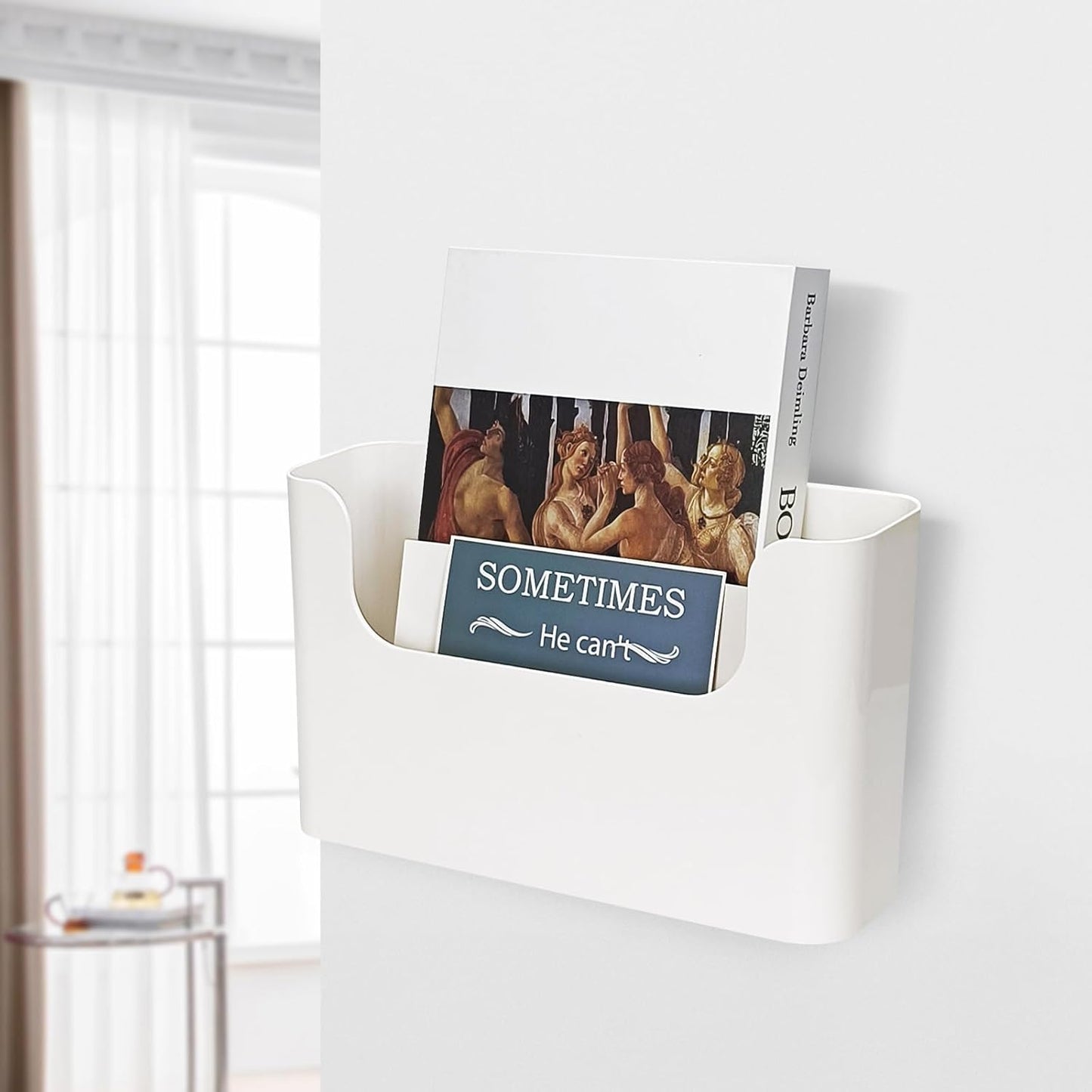 Wall File Holder - White Plastic Wall Mount File Organizer for Office, Home, Classroom
