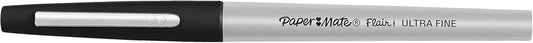 Paper Mate Flair Felt Tip Pens, Ultra Fine Point (0.4mm), Black Ink, 12 Count - Office Supplies, No Bleed, For Precise and Expressive Writing