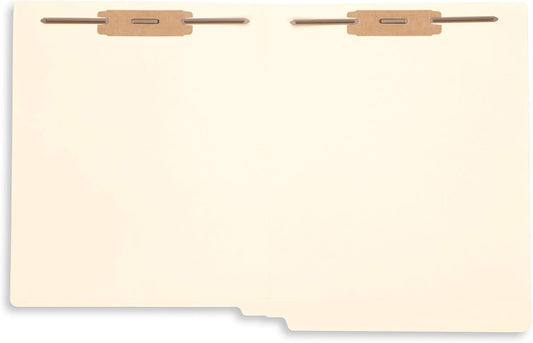 50 End Tab Fastener File Folders - Reinforced Straight Cut Tab 2 Prong Folders- Designed to Organize Standard Medical Files and Office Documents - Letter Size, Manila, 50 Pack