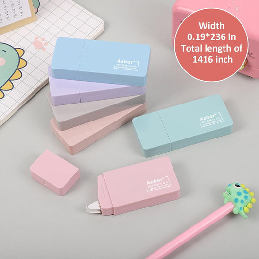 6 Pack Correction Tape Cute White Tape Macaron Color Correction Tape, Easy To Use Applicator for Instant Corrections for Students,Office Workers
