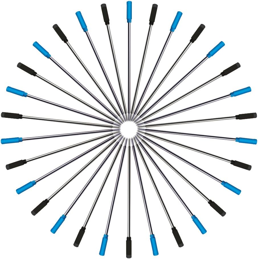 4.5” Replaceable Ballpoint Pen Refills, 30 Pack Smooth Writing Ballpoint Refills for Cross Style Pen (Black and Blue Ink Refills)
