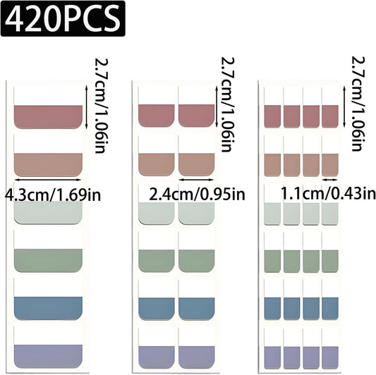 420 Pcs Sticky Index Tabs, Transparent Annotation Tabs, Repositionable Page Sticky Tabs for Notebooks (Bright)