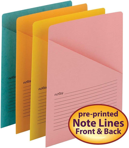 Smead Organized Up Notes Slash File Jacket, Letter Size, Assorted Colors, 12 per Pack (75427) - Sold as 2 Pack