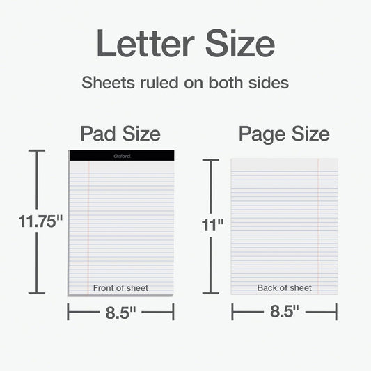 Oxford 8.5 x 11 Inch Legal Pads, 12 Pack, Wide Ruled on Both Sides, White Lined Paper, 50 Perforated Sheets per Pad, Made in the USA (74030)