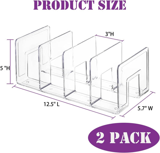 4 Pack Clear Acrylic File Organizer, Purse Organizer, File Sorter Desktop File Folder Organizer for Book, Envelopes, Mail, Document, Notebook, Office Supplies, Handbag